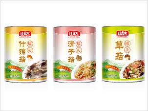 北京山達食品公司蘑菇罐頭包裝設計