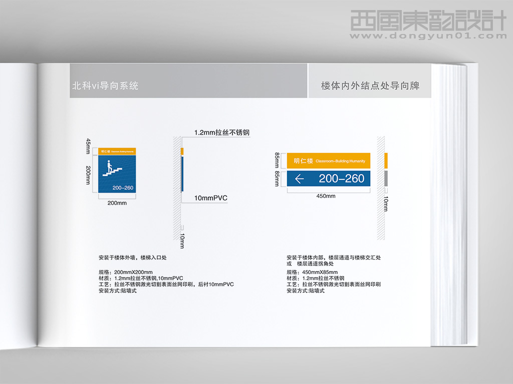北京科技職業(yè)學院vi設計---環(huán)境導視設計樓體轉向處導視牌設計