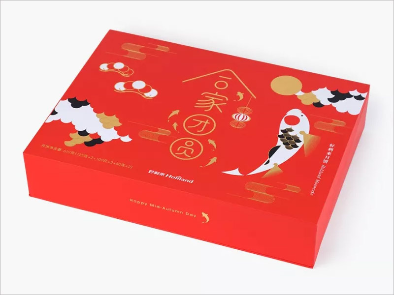 好利來月餅禮盒包裝設計，合家團圓，連年有余