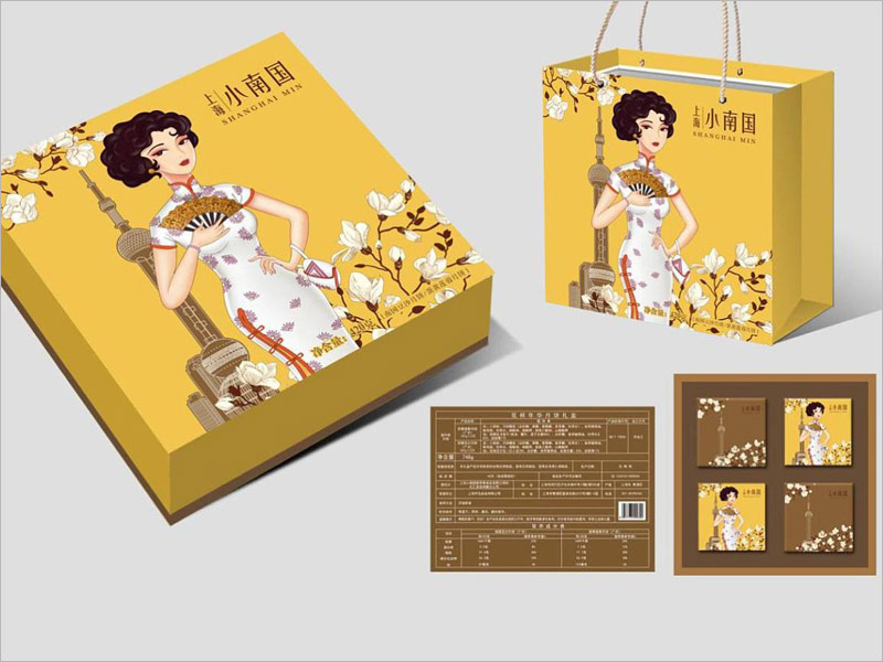 上海小南國月餅禮盒包裝設計，手繪老上海風，獨具特點