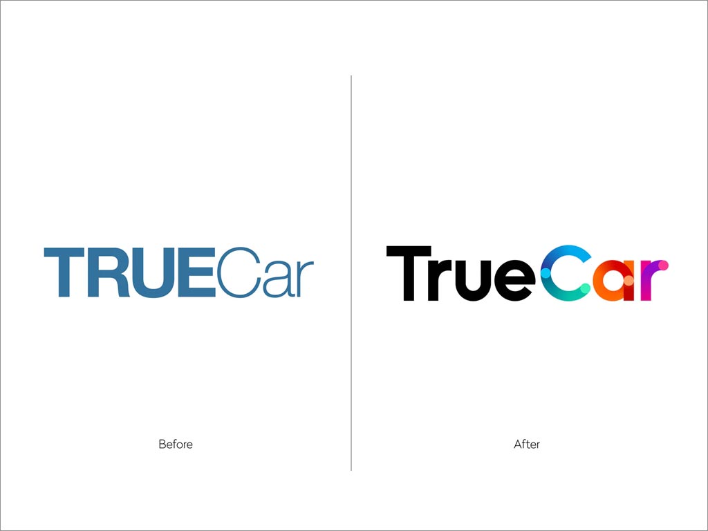美國TrueCar汽車電商網(wǎng)站交易平臺新舊logo設計對比
