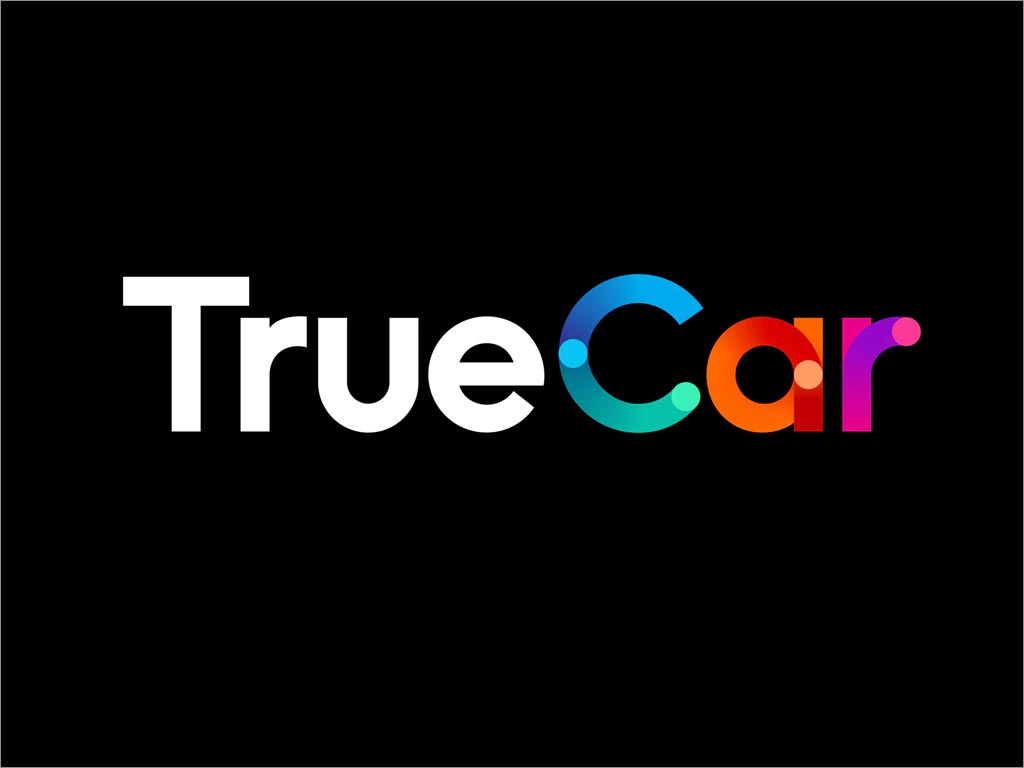 美國TrueCar汽車電商網(wǎng)站交易平臺品牌形象logo設計之黑底展示效果