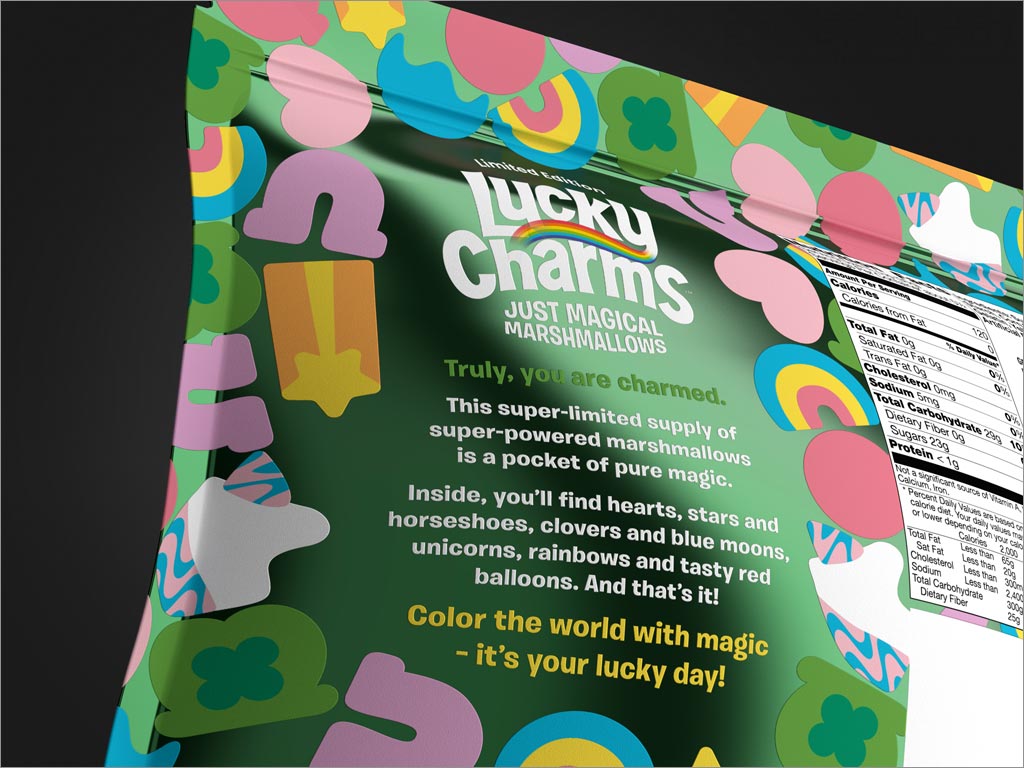 美國Lucky Charms Just Magical棉花糖包裝設(shè)計(jì)之背面細(xì)節(jié)展示