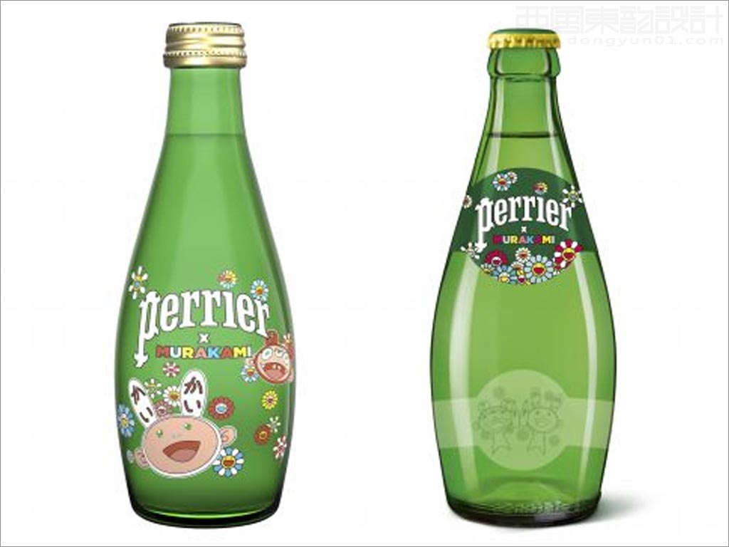 法國Perrier與日本藝術(shù)家村上隆合作蘇打水包裝設計之正面與背面展示