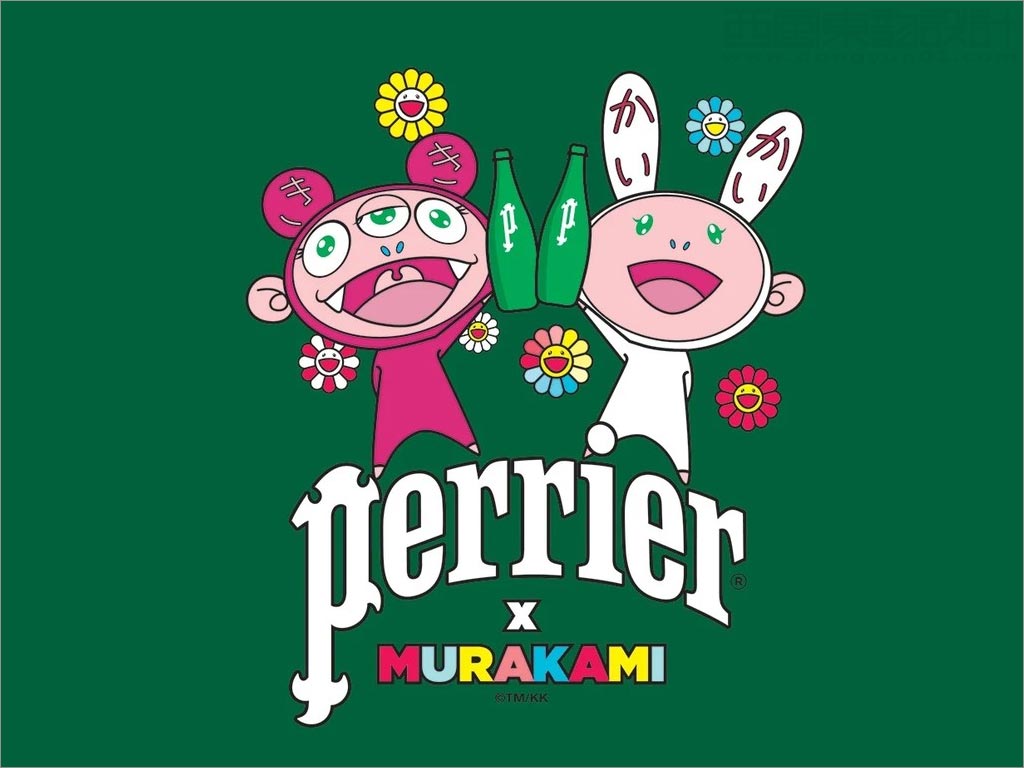 法國Perrier與日本藝術(shù)家村上隆合作蘇打水logo設計