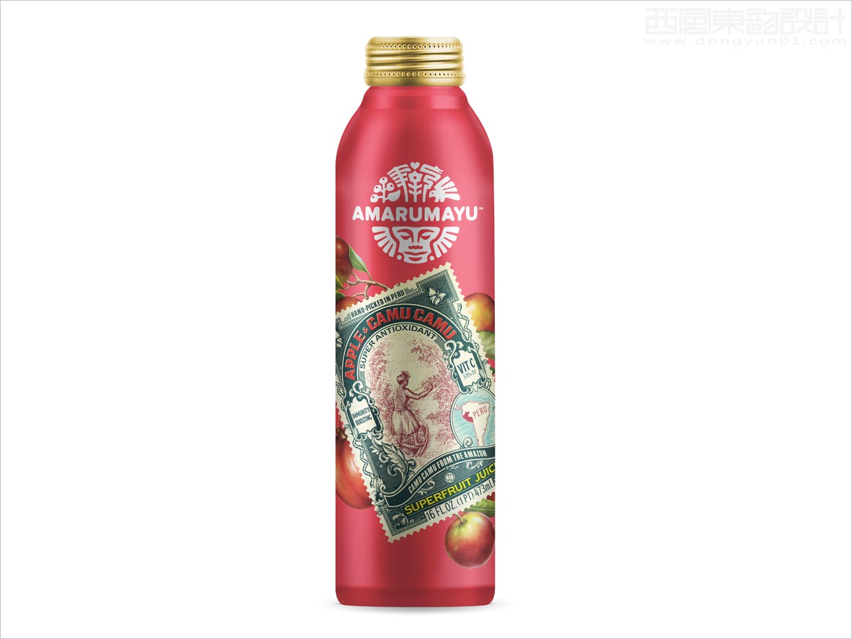 秘魯Amarumayu蘋果與camu功能性果汁飲料瓶標(biāo)包裝設(shè)計
