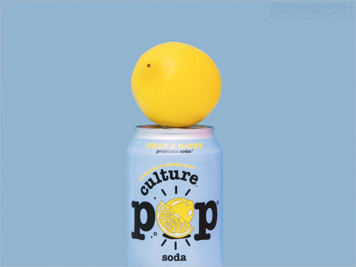 美國Culture POP檸檬口味功能性益生菌蘇打水包裝設(shè)計(jì)