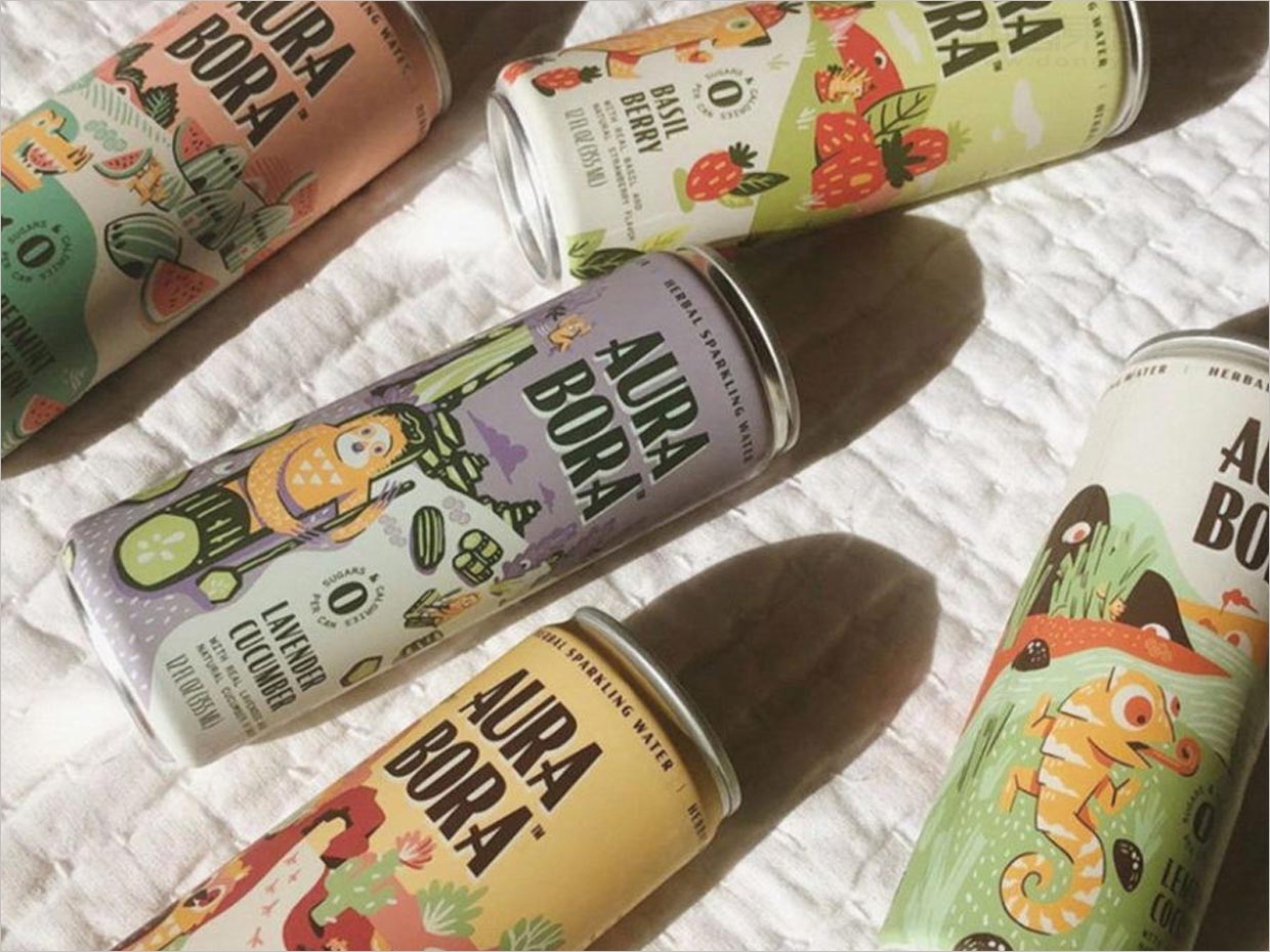 Aura Bora植物起泡水功能飲料包裝設(shè)計之實物照片